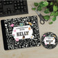 Personalized Composition Book | Desktop Mouse Pad with matching drink coaster