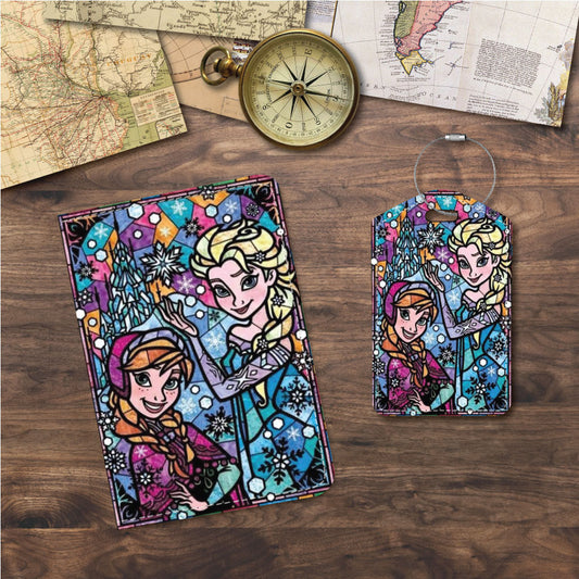 Anna & Elsa "Stained Glass" | Passport Holder & Luggage Tag