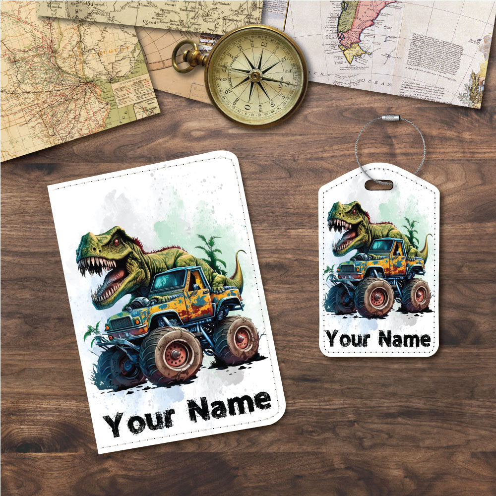 Personalized | T-Rex | Passport Holder & Luggage Tag