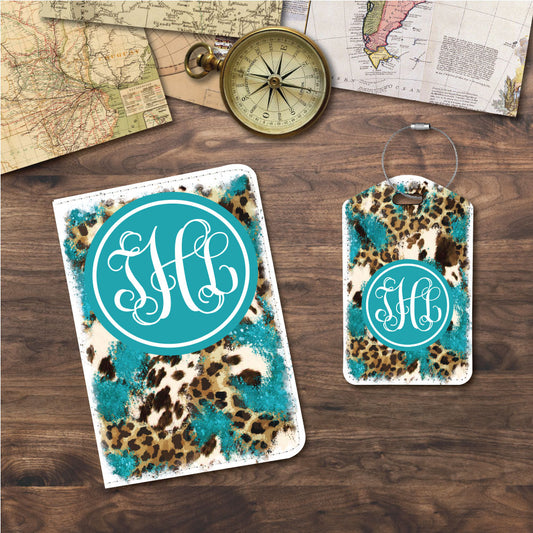 Monogram | Leopard Print Boho | Passport Holder & Luggage Tag