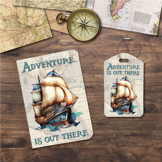 Adventure is out there | Passport Holder & Luggage Tag | Ship