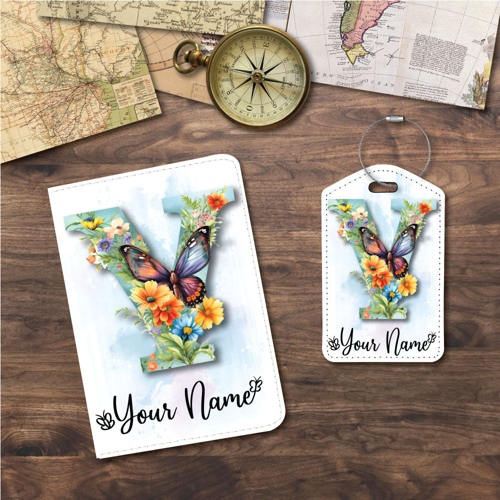 Butterfly Initial Personalized | Passport Holder & Luggage Tag