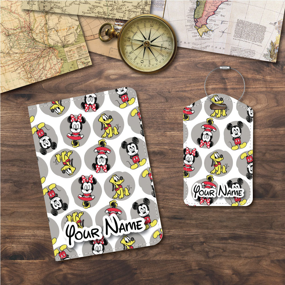 Little Mickey, Minnie & Pluto Fabric Collage | Passport Holder & Luggage Tag