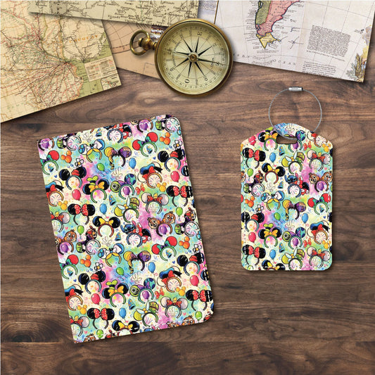 Mouse Ears Collage Fabric | Passport Holder & Luggage Tag