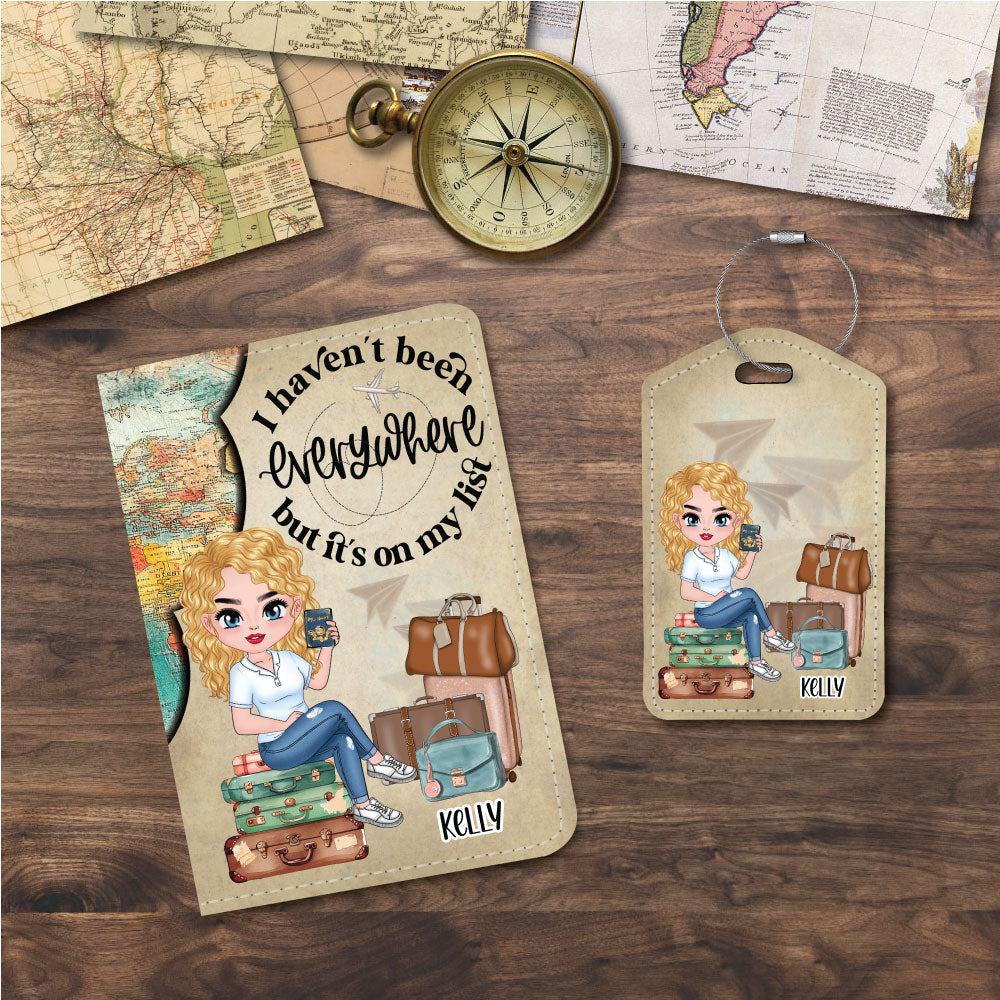 Chibi Personalized Character | I haven't been everywhere but it's on my list | Passport Holder & Luggage Tag