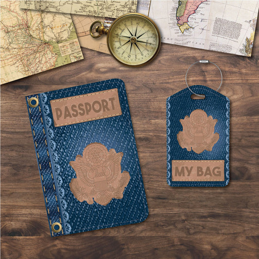 Blue Jean Look Denim and Lace | Passport Holder & Luggage Tag