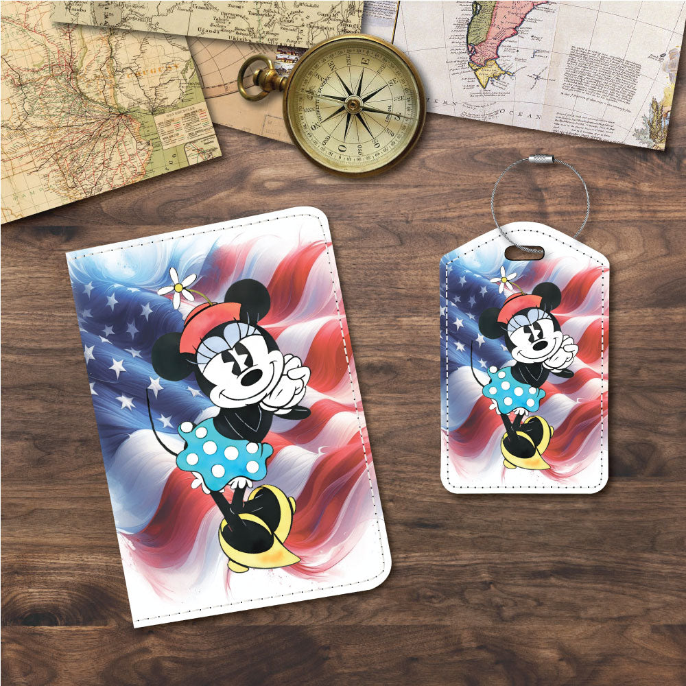 Vintage Minnie US Flag | Passport Holder & Luggage Tag