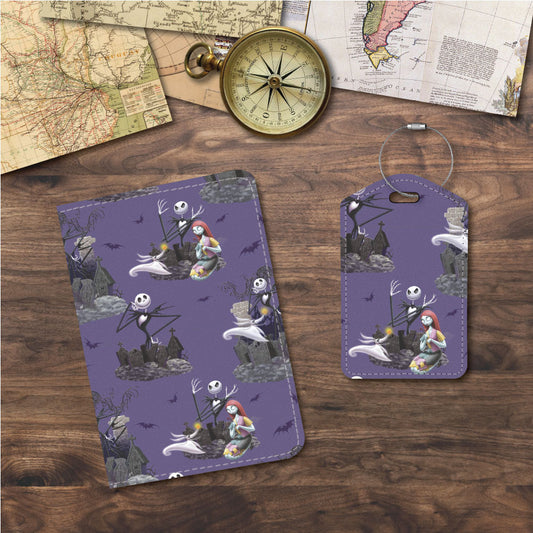 Jack, Sally and Zero Fabric Collage | Passport Holder & Luggage Tag