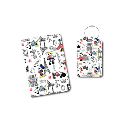 Traveling Mickey & Minnie | Passport Holder & Luggage Tag | Fabric Collage