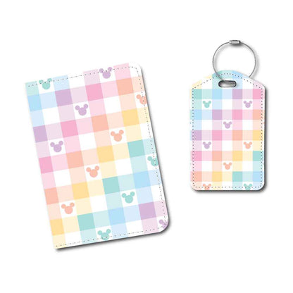 Checkered Mouse Ears Silhouette | Passport Holder & Luggage Tag