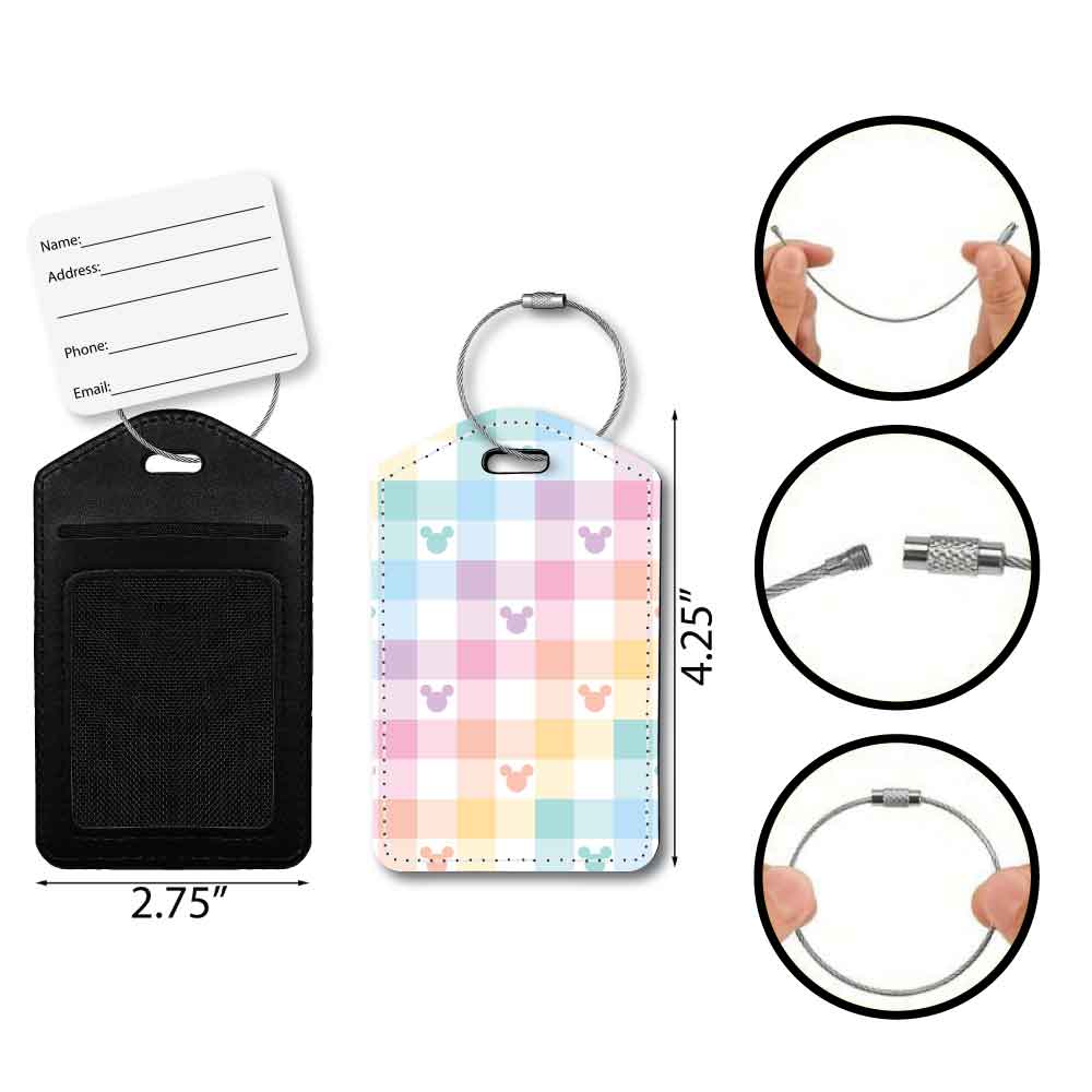 Checkered Mouse Ears Silhouette | Passport Holder & Luggage Tag