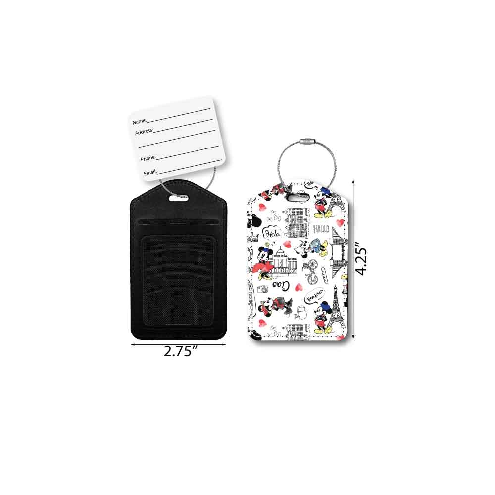 Traveling Mickey & Minnie | Passport Holder & Luggage Tag | Fabric Collage