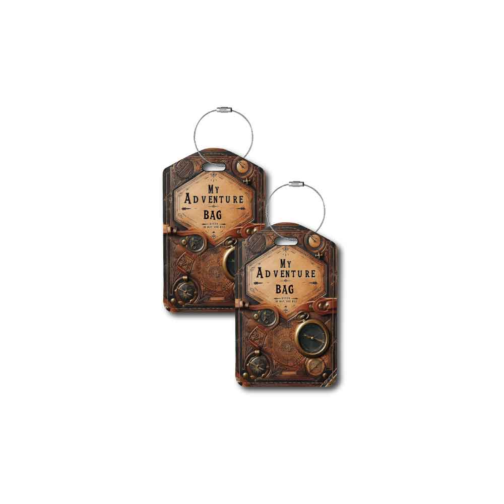 My Adventure Book Vintage Distressed Leather Look | Passport Holder & Luggage Tag