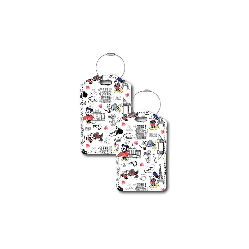 Traveling Mickey & Minnie | Passport Holder & Luggage Tag | Fabric Collage