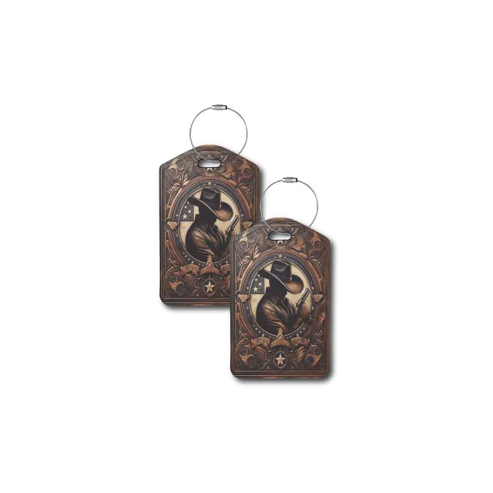 Distressed Leather Look Cowboy | Passport Holder & Luggage Tag