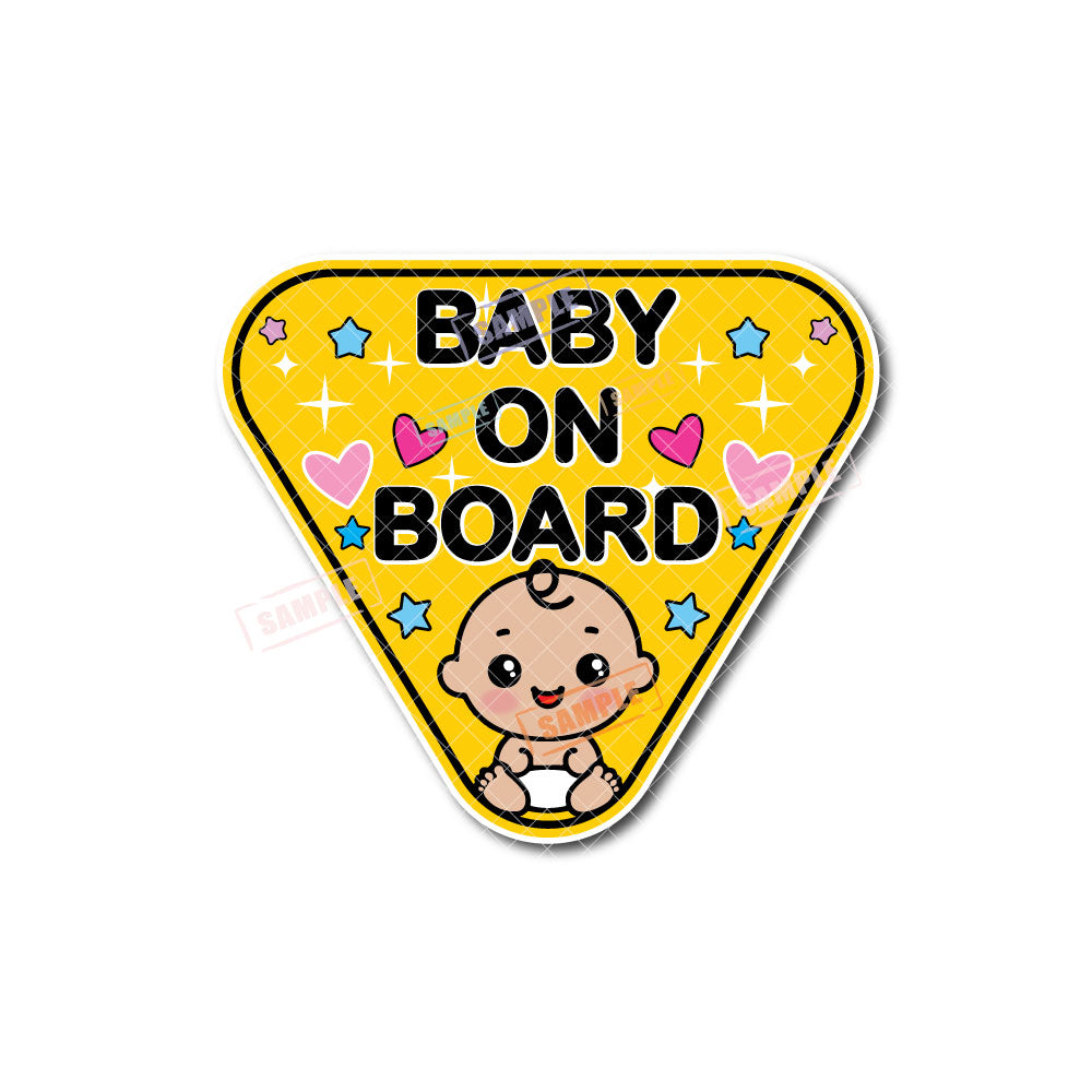 Baby on Board | Cute Cartoon Baby | Suction Cup Sign, Magnet OR Vinyl Decal Sticker