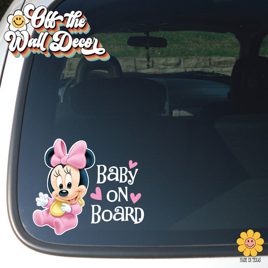 Baby Minnie | Baby on Board | Suction Cup Sign, Magnet OR Vinyl Decal Sticker
