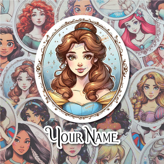 Princess Mug Waterproof Sticker: Holographic or Glossy Laminate