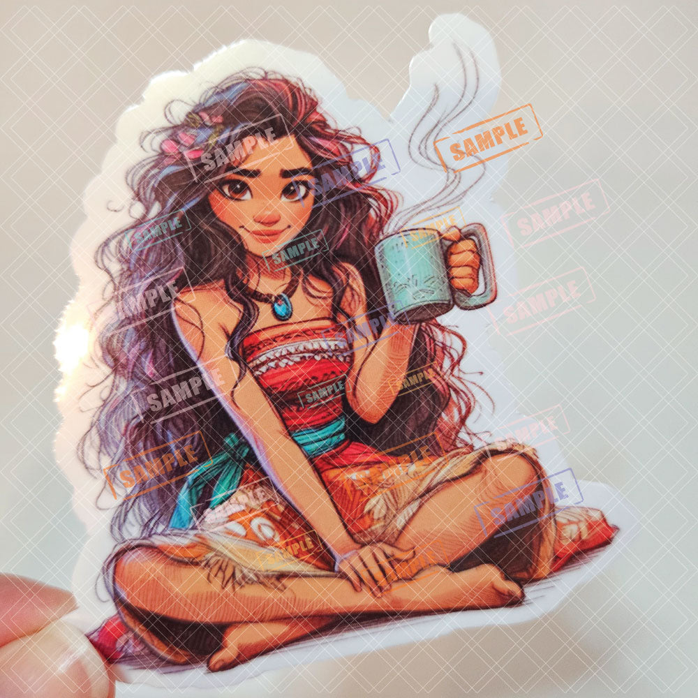 Princess Mug Waterproof Sticker: Holographic or Glossy Laminate