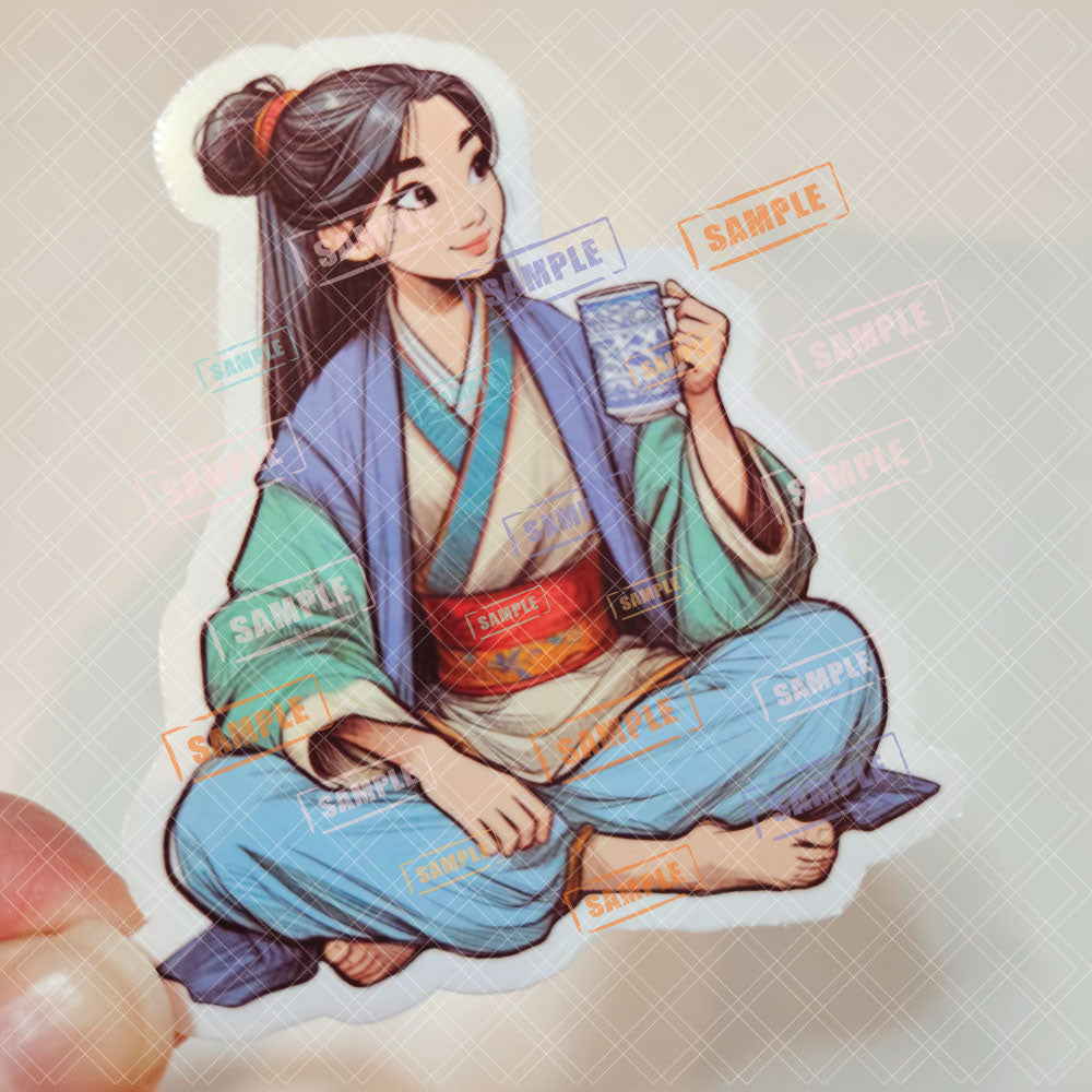 Princess Mug Waterproof Sticker: Holographic or Glossy Laminate