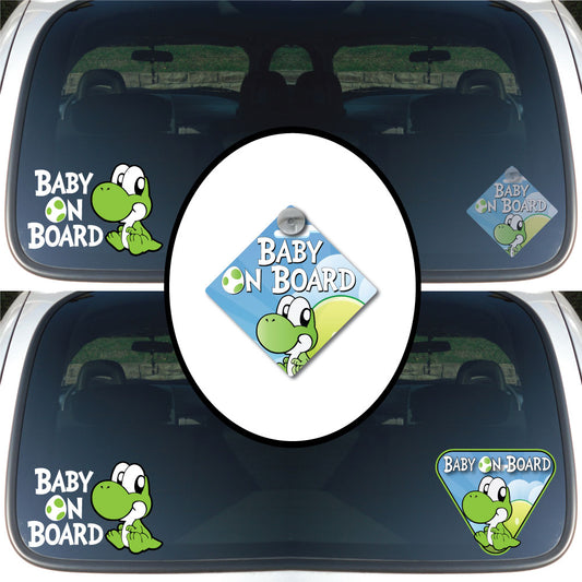 Baby Yoshi | Baby on Board | Suction Cup Sign, Magnet OR Vinyl Decal Sticker