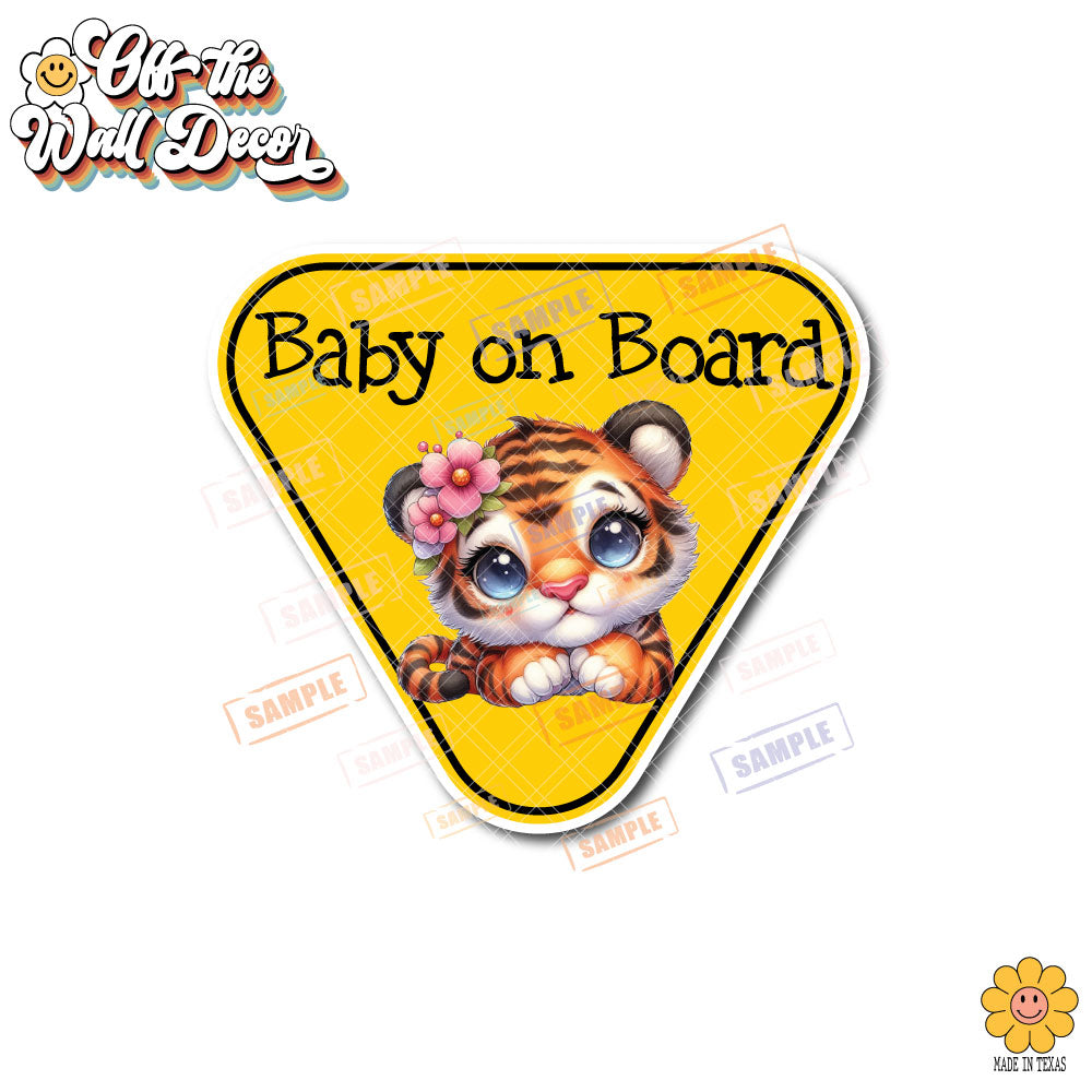 Baby Tiger | Baby on Board | Suction Cup Sign, Magnet OR Vinyl Decal Sticker