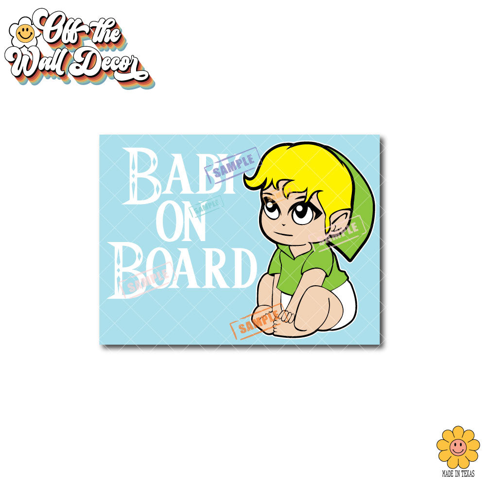 Link | Baby on Board | Suction Cup Sign, Magnet OR Vinyl Decal Sticker