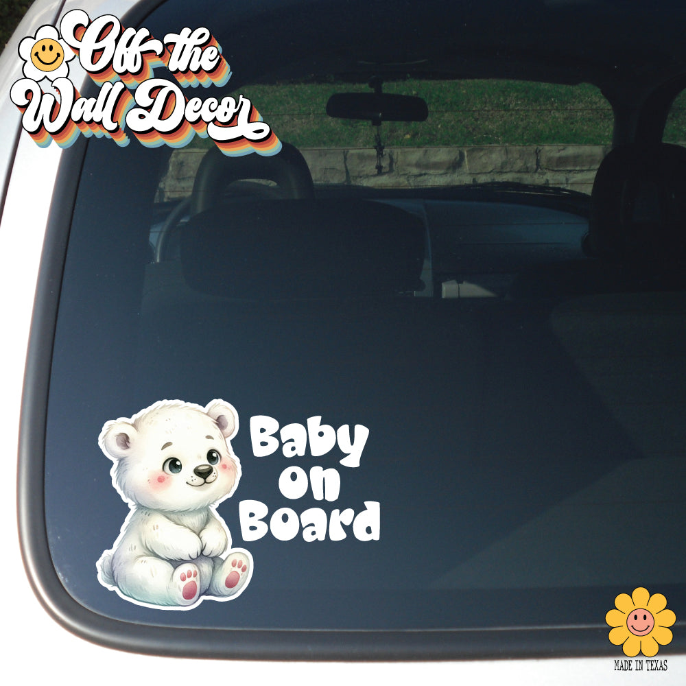 Polar Bear Girl | Baby on Board | Suction Cup Sign, Magnet OR Vinyl Decal Sticker