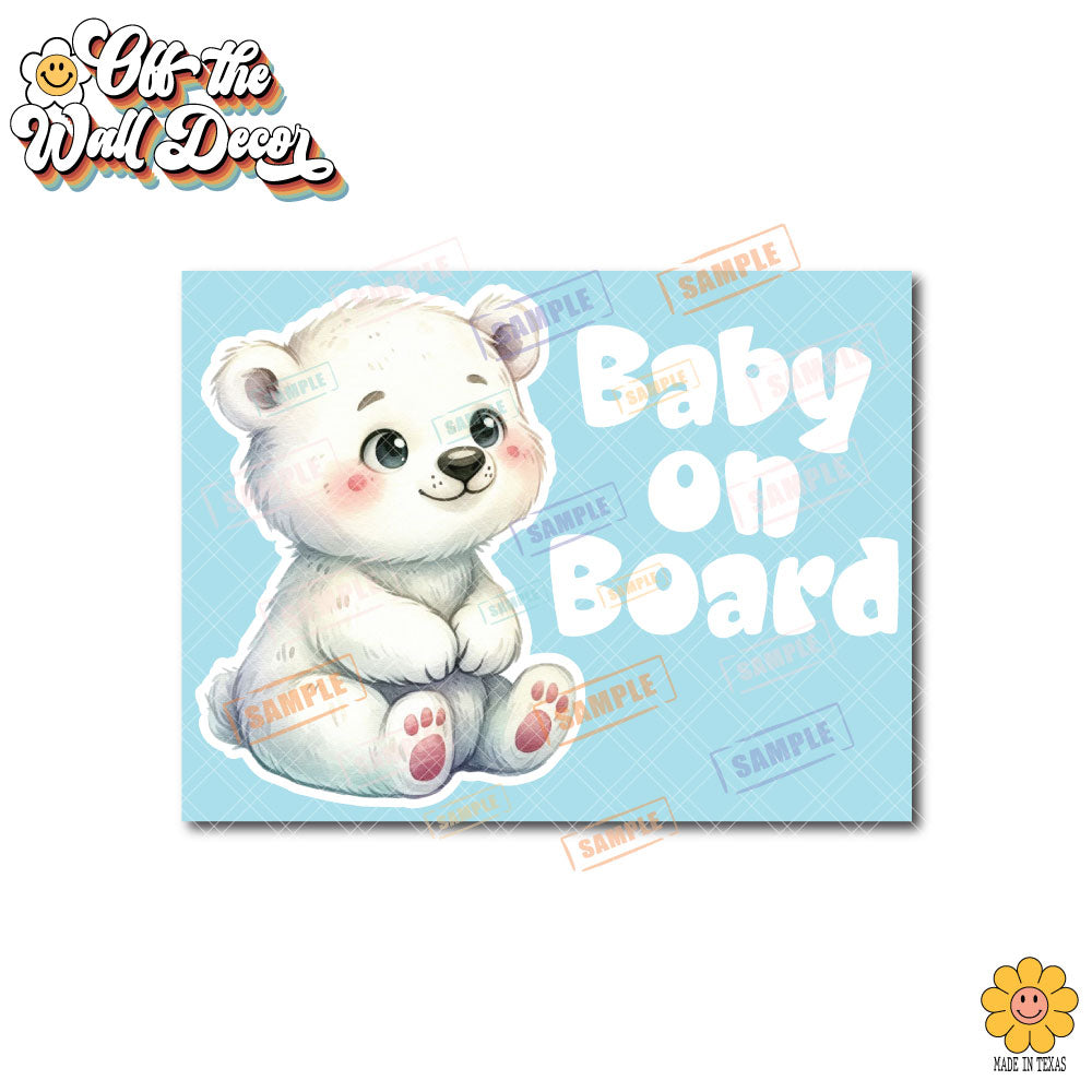 Polar Bear Girl | Baby on Board | Suction Cup Sign, Magnet OR Vinyl Decal Sticker