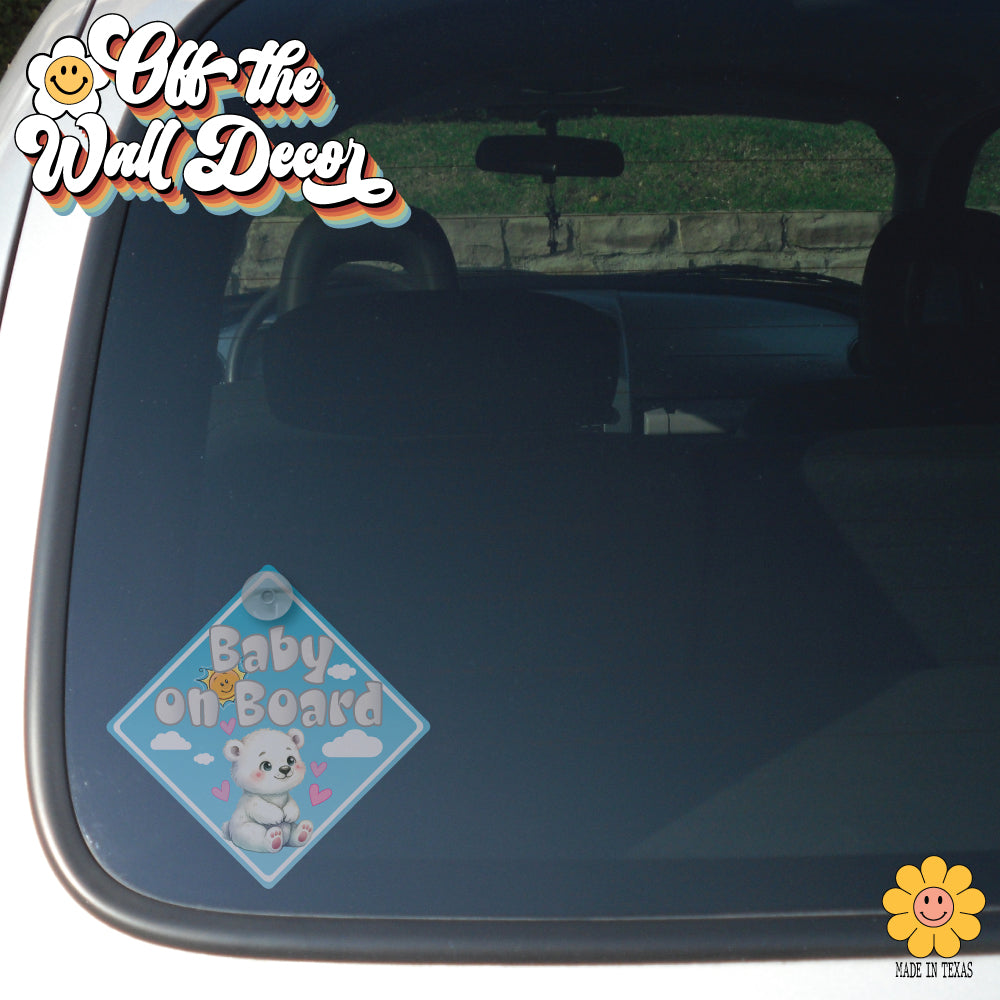 Polar Bear Girl | Baby on Board | Suction Cup Sign, Magnet OR Vinyl Decal Sticker
