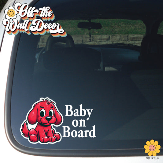 Red Puppy | Baby on Board | Vinyl Decal Sticker