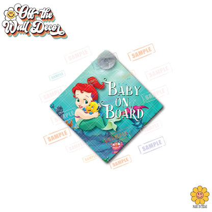 Little Mermaid Ariel | Baby on Board | Suction Cup Sign, Magnet OR Vinyl Decal Sticker