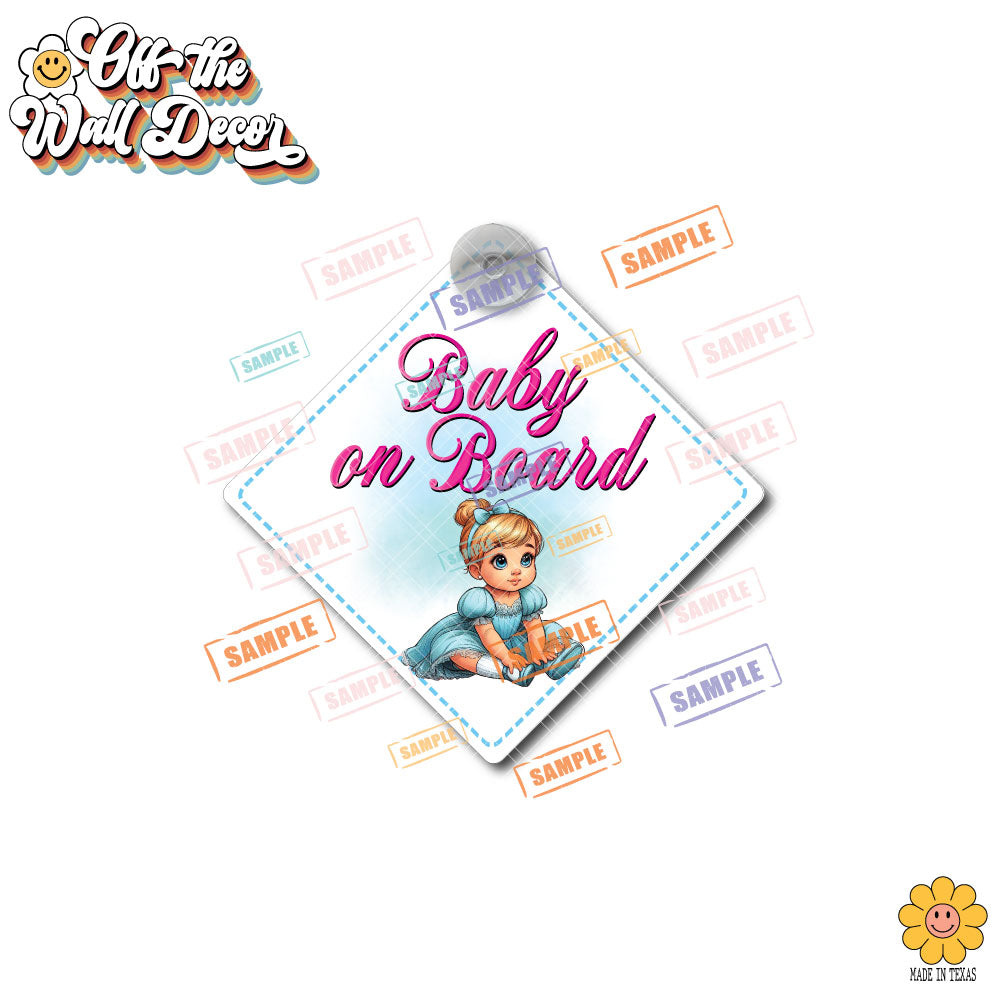 Little Cinderella | Baby on Board | Suction Cup Sign, Magnet OR Vinyl Decal Sticker