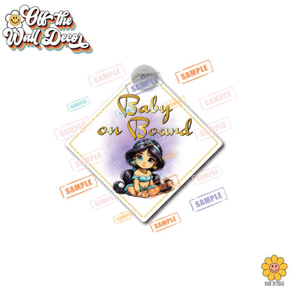 Baby Princess Jasmine | Baby on Board | Suction Cup Sign, Magnet OR Vinyl Decal Sticker