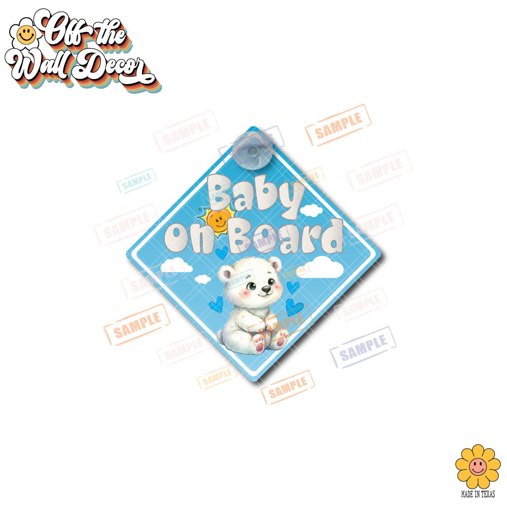 Polar Bear Boy | Baby on Board | Suction Cup Sign, Magnet OR Vinyl Decal Sticker