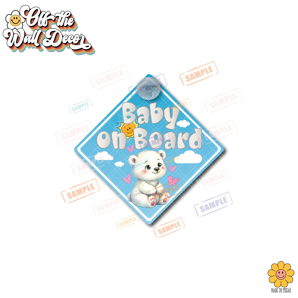 Polar Bear Girl | Baby on Board | Suction Cup Sign, Magnet OR Vinyl Decal Sticker