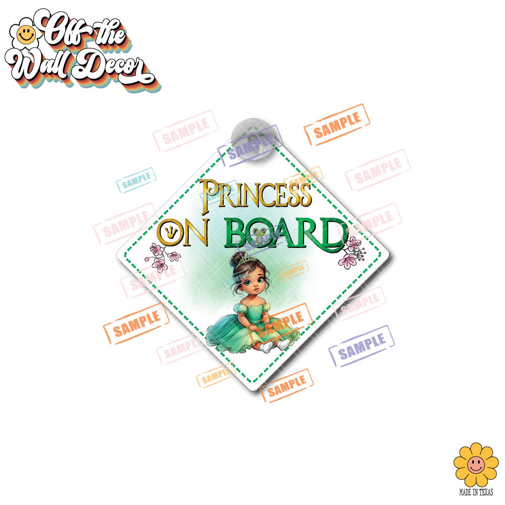 Baby Princess Tiana | Baby on Board | Suction Cup Sign, Magnet OR Vinyl Decal Sticker