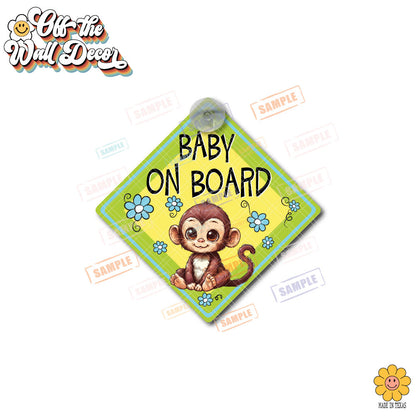 Baby Boy Monkey | Baby on Board | Suction Cup Sign, Magnet OR Vinyl Decal Sticker