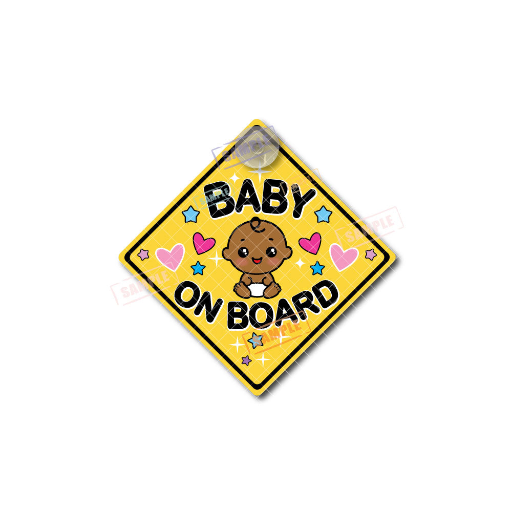 Baby on Board | Cute Cartoon Baby | Suction Cup Sign, Magnet OR Vinyl Decal Sticker