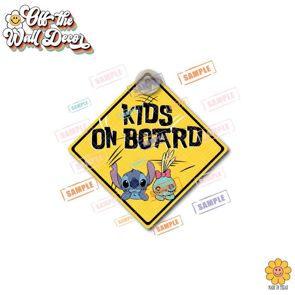 Stitch & Scrump | Kids on Board | Vinyl Decal Sticker
