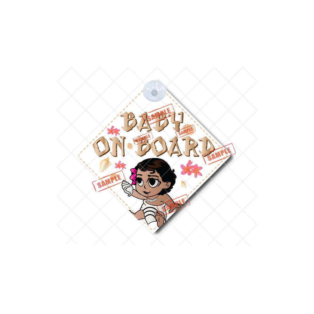 Moana Hawaiian Princess | Baby on Board | Suction Cup Sign, Magnet OR Vinyl Decal Sticker