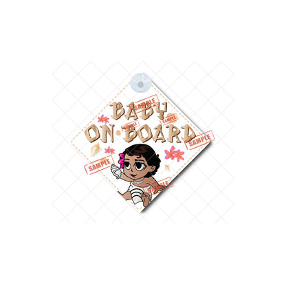 Moana Hawaiian Princess | Baby on Board | Suction Cup Sign, Magnet OR Vinyl Decal Sticker