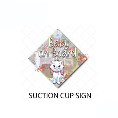 Marie Kitty | Baby on Board | Suction Cup Sign, Magnet OR Vinyl Decal Sticker