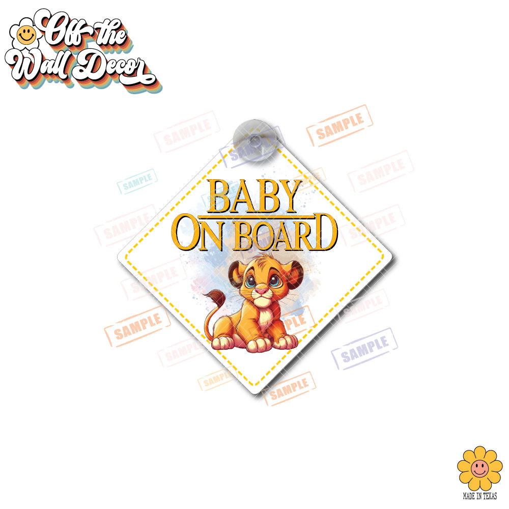 Simba | Baby on Board | Suction Cup Sign, Magnet OR Vinyl Decal Sticker