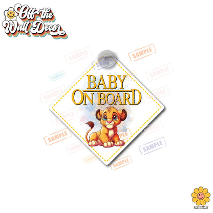 Simba | Baby on Board | Suction Cup Sign, Magnet OR Vinyl Decal Sticker
