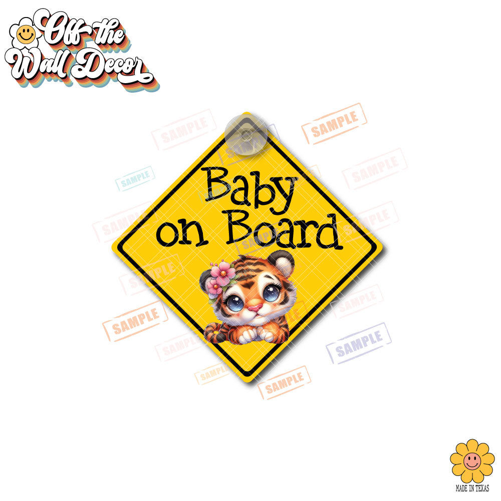 Baby Tiger | Baby on Board | Suction Cup Sign, Magnet OR Vinyl Decal Sticker