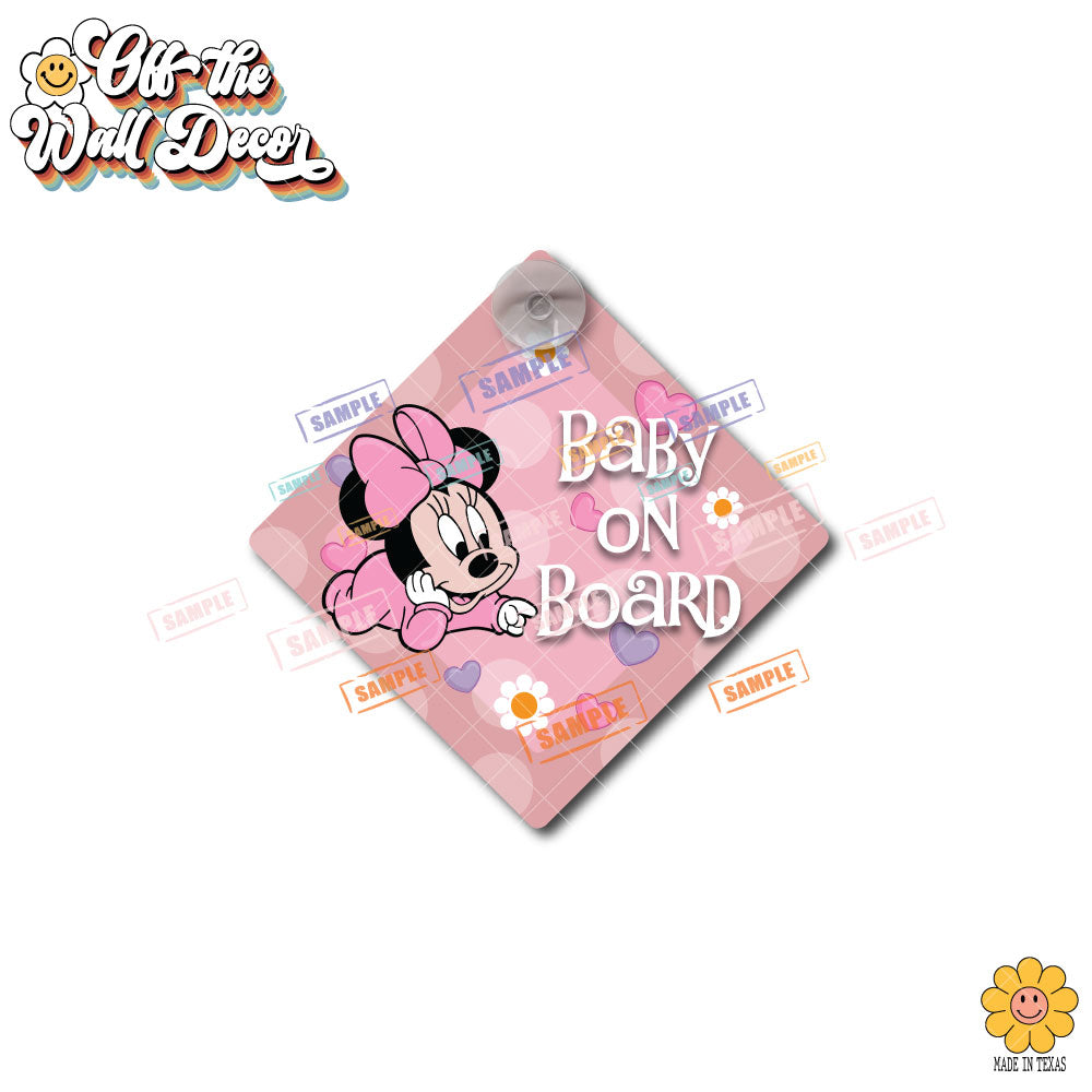 Minnie | Baby on Board | Suction Cup Sign, Magnet OR Vinyl Decal Sticker