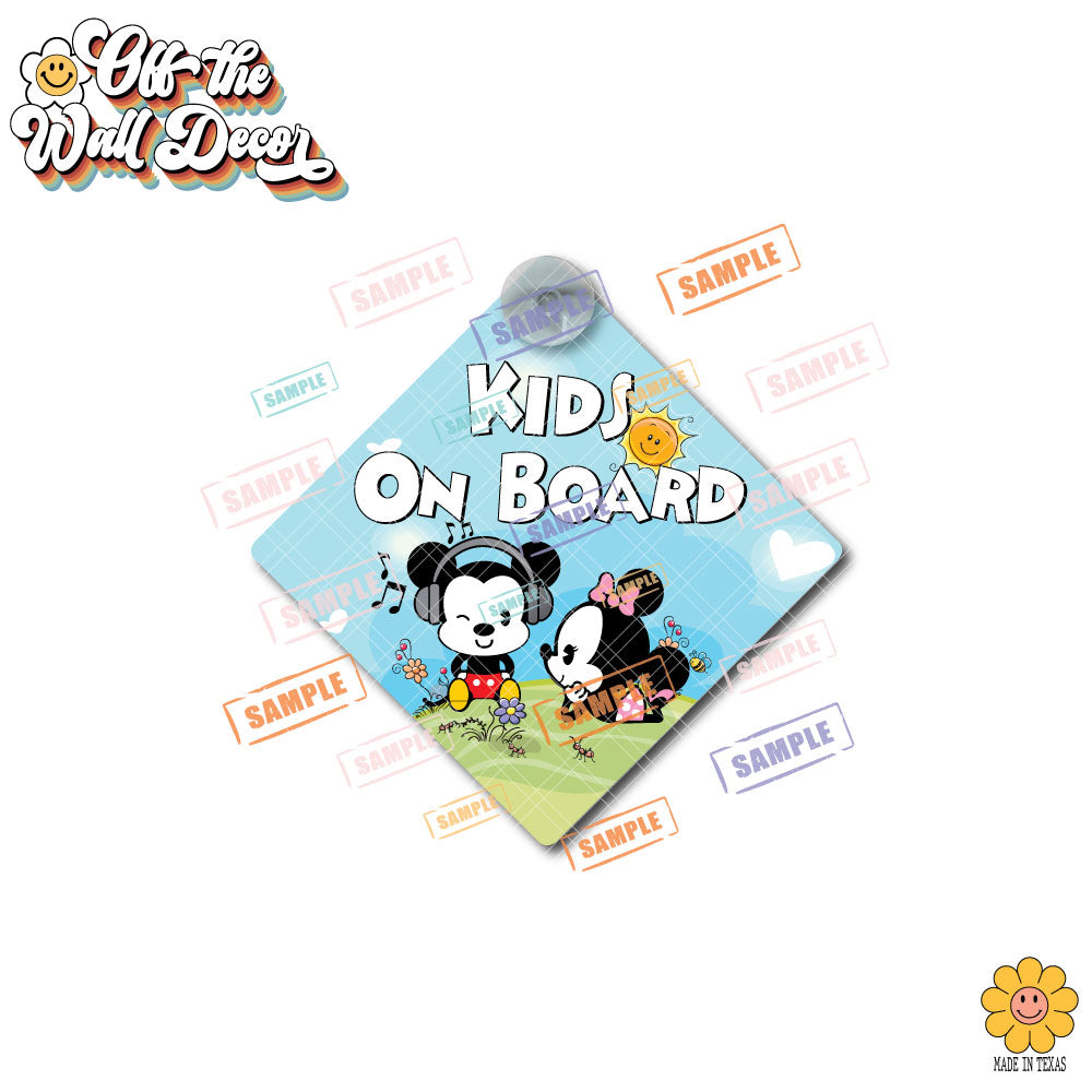 Mickey & Minnie Cuties | Kids on Board | Suction Cup Sign, Magnet OR Vinyl Decal Sticker