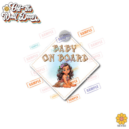 Moana Hawaiian Princess | Baby on Board | Suction Cup Sign, Magnet OR Vinyl Decal Sticker