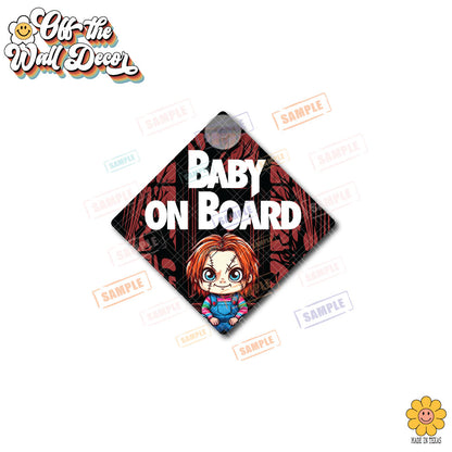 Character Chucky | Baby on Board | Suction Cup Sign, Magnet OR Vinyl Decal Sticker